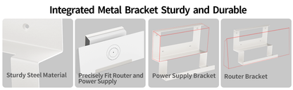 White Starlink Gen 3 wall mount bracket for Starlink standard router and power supply, no-drill installation kit by BACKUPMYFILESNOW.COM®