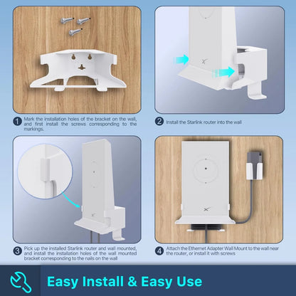 2-in-1 Wall Mounting Kit for StarLink Mesh Router V2 with wall brackets, by BACKUPMYFILESNOW.COM® for secure installation.