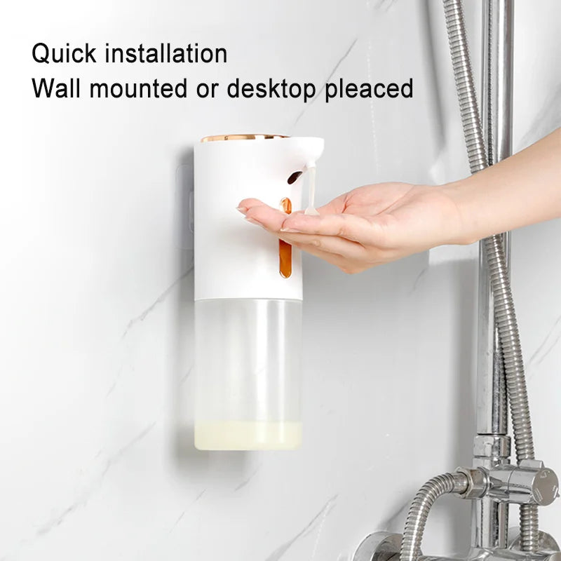 White factory-new hotel touchless soap and shampoo dispenser made of ABS material, designed for bathroom use.
