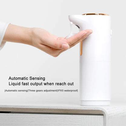 White ABS touchless hotel soap and shampoo dispenser for bathroom use, automatic liquid soap and shower gel dispenser.