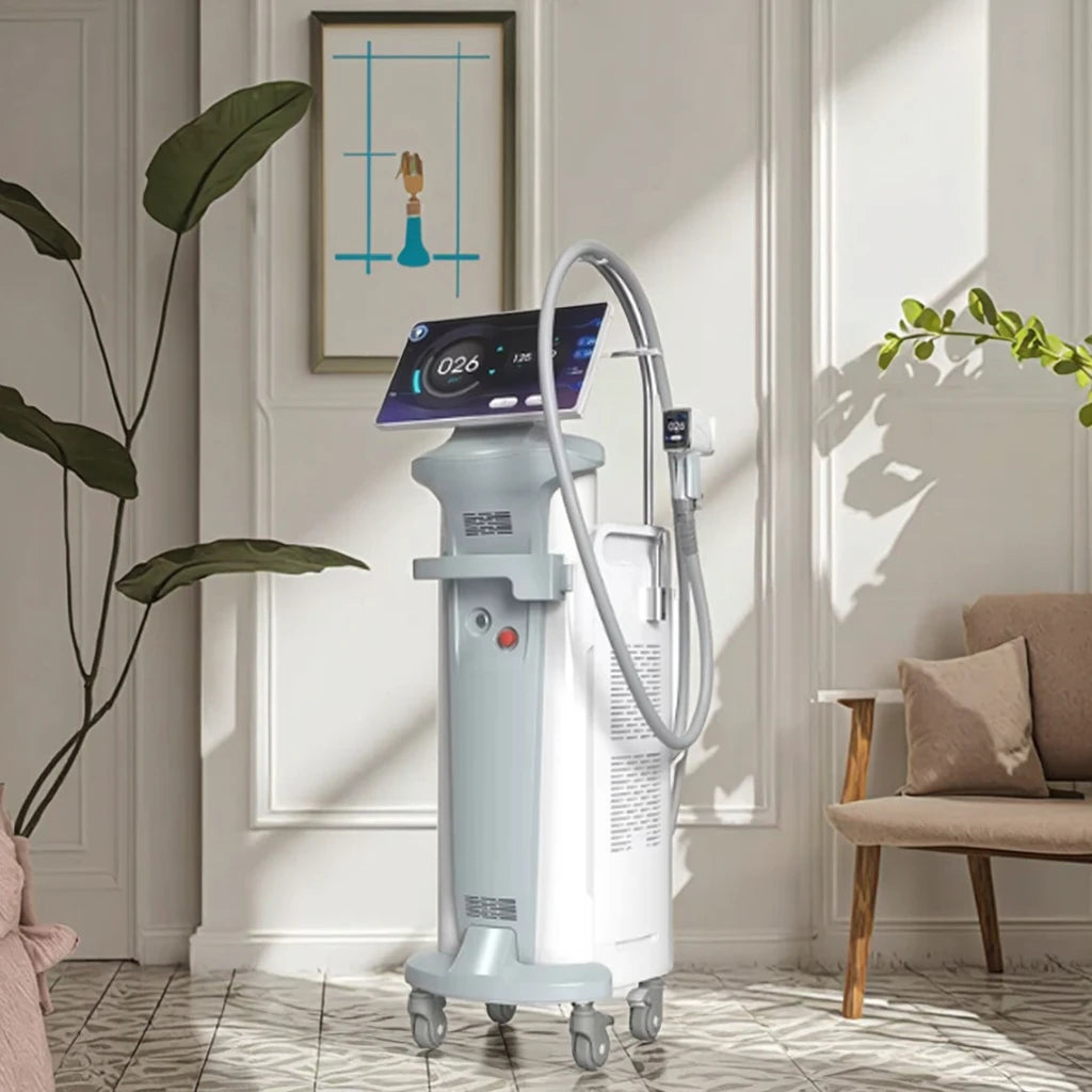 White Approved MDR diode laser hair removal machine with multiple wavelength options and various spot sizes for body and bikini areas.