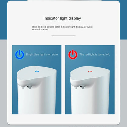 White automatic inductive soap dispenser for foam washing, smartphone-compatible, includes alcohol spray dispenser for hand hygiene.
