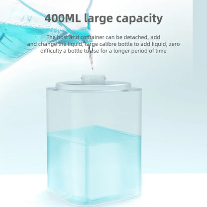 White automatic inductive soap dispenser for foam washing, hand hygiene, and alcohol spray, suitable for phones and smart handwashing.