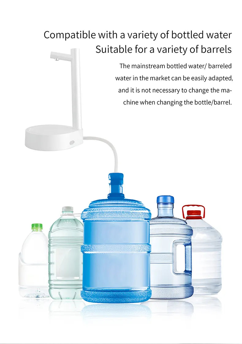 White BACKUPMYFILESNOW.COM® automatic pumping water dispenser with sleek design and easy-to-use water dispensing spout.