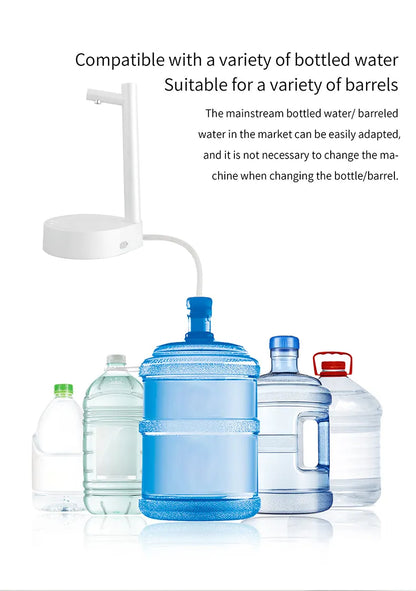 White BACKUPMYFILESNOW.COM® automatic pumping water dispenser with sleek design and easy-to-use water dispensing spout.