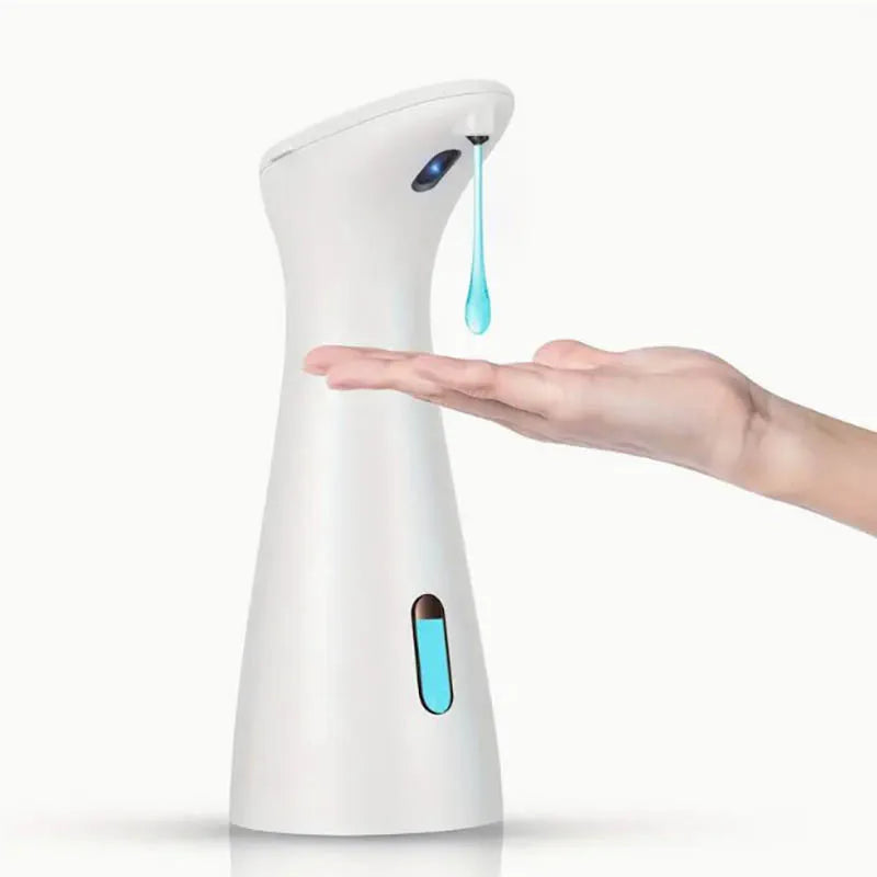 White automatic sensor hand sanitizer and soap dispenser with touchless operation for kitchen, bathroom, or toilet use.