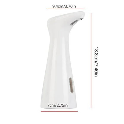 White automatic sensor hand sanitizer and dish soap dispenser with smart distance sensing for kitchen, bathroom, or toilet use.