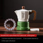 White and black BINCOO three-valve Moka pot for home espresso brewing, available in 1- or 2-cup sizes, compact coffee maker.