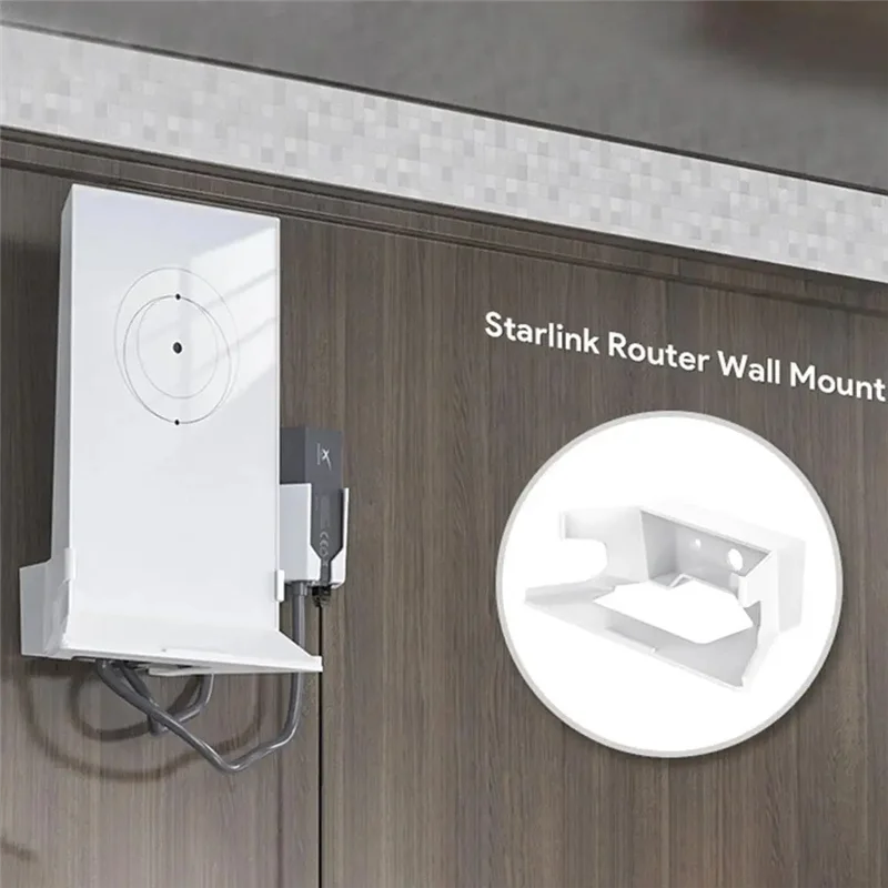 White BTLIFE wall mount bracket for Starlink router, offers secure support and protection for internet router installation.