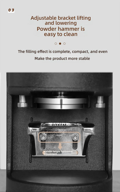HomeWise TE-2 58mm automatic electric coffee tamper with touchscreen, adjustable espresso tamper for consistent tamping.