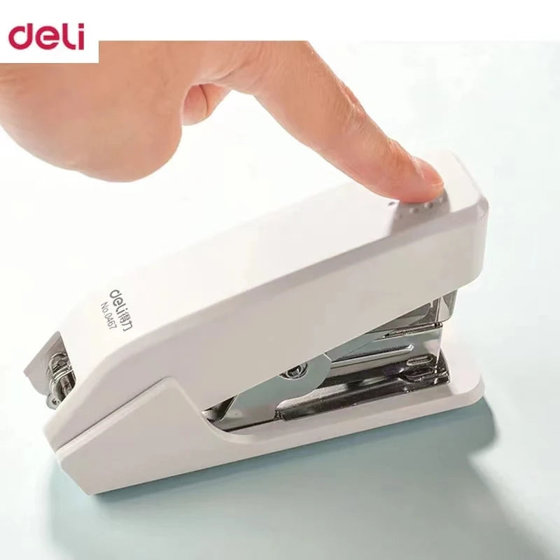 White Deli mini stapler from BackupMyFilesNow.com, a practical, multi-function office and student staple for easy document binding.