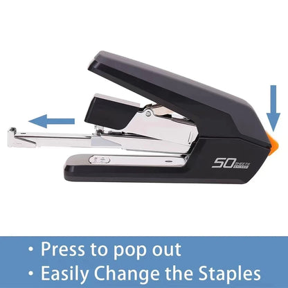 White Deli mini stapler by BackupMyFilesNow.com, a compact, multi-function office supply ideal for students and quick stapling tasks.