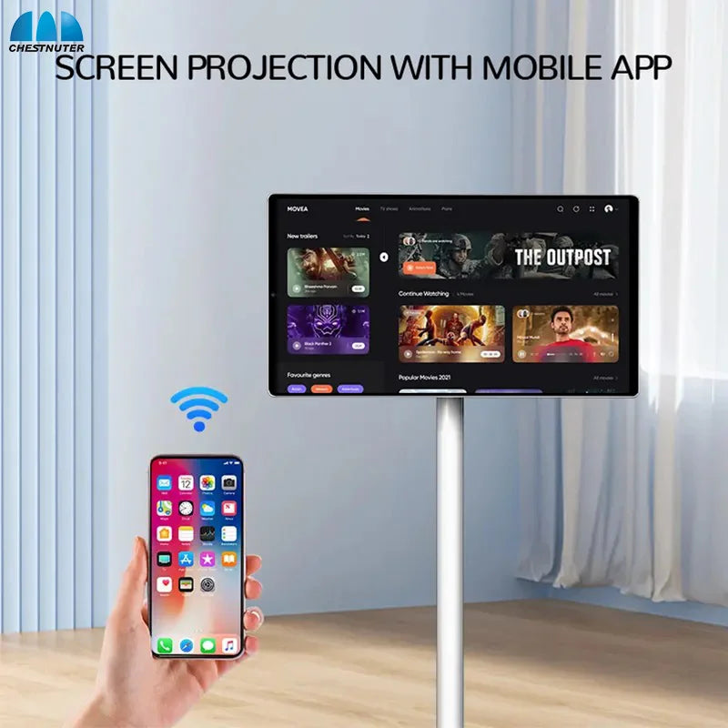 21.5-inch white multi-functional smart display with touch screen, portable LCD monitor, Android 12, by BackupMyFilesNow.com