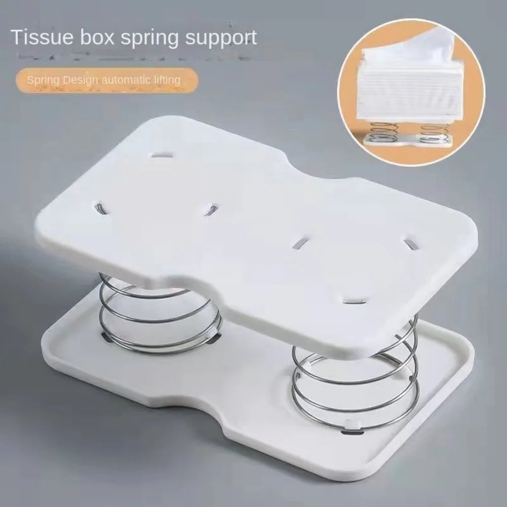White plastic paper towel spring pallet with high elasticity, practical tissue box bottom, double springs for flexible tissue dispensing.