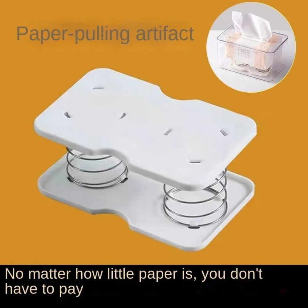 White plastic paper towel spring pallet with high elasticity, designed for tissue boxes with double springs for practical use.