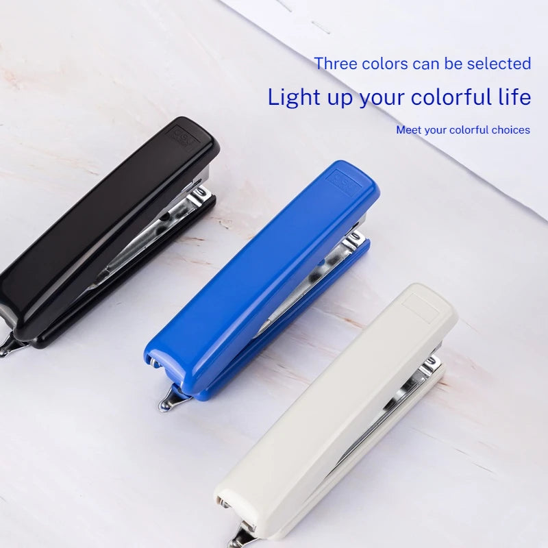 White Deli Easy-Force small needle-type stapler by BackupMyFilesNow.com, ideal for students and offices, compatible with 10# staples.