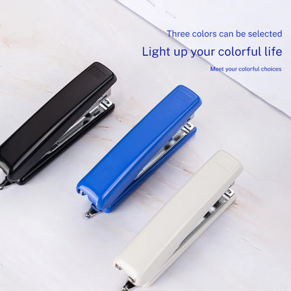 White Deli Easy-Force small needle-type stapler by BackupMyFilesNow.com, ideal for students and offices, compatible with 10# staples.