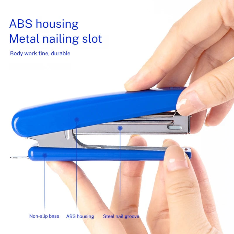 White Deli Easy-Force Small Needle-Type Stapler by BackupMyFilesNow.com, designed for students and offices, compatible with 10# staples.