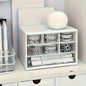 White desktop organizer with six spacious drawers, ideal for office supplies, stationery, and dorm essentials.