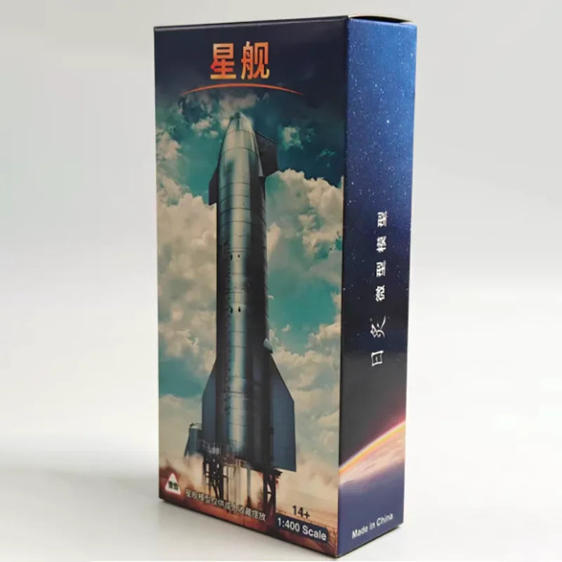 Diecast 1:400 scale alloy SpaceX Starship model for display, featuring detailed design and static collection ornament.