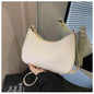 White trendy solid-color handbag, small square style, stylish high-quality single-shoulder armpit bag for fashion and everyday use.