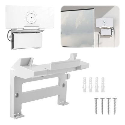 White Starlink Gen 3 router mount with 2-in-1 power supply brackets, space-saving satellite internet kit mounting bracket.