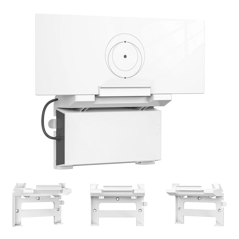 White Starlink Gen 3 router mount with 2-in-1 power supply brackets, space-saving satellite internet kit mounting bracket.