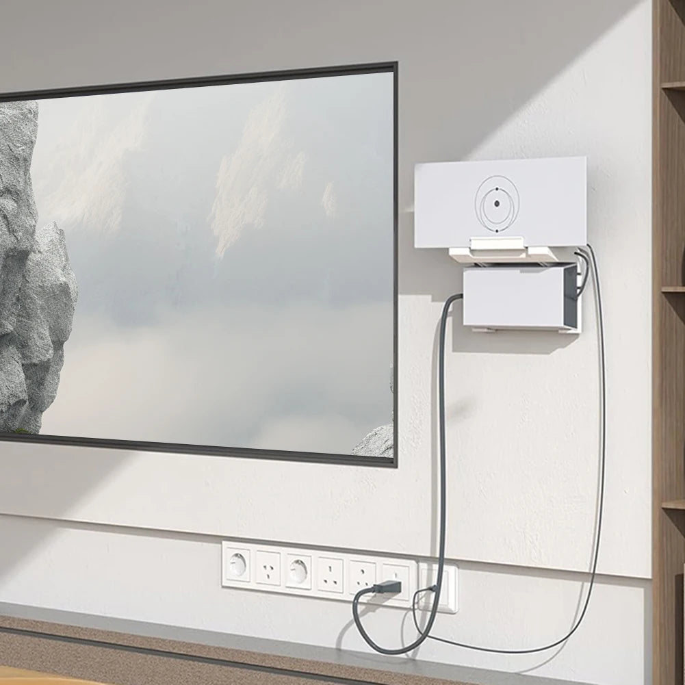 White Starlink Gen 3 router mount bracket by BACKUPMYFILESNOW.COM, space-saving wall mount for router and power supply.