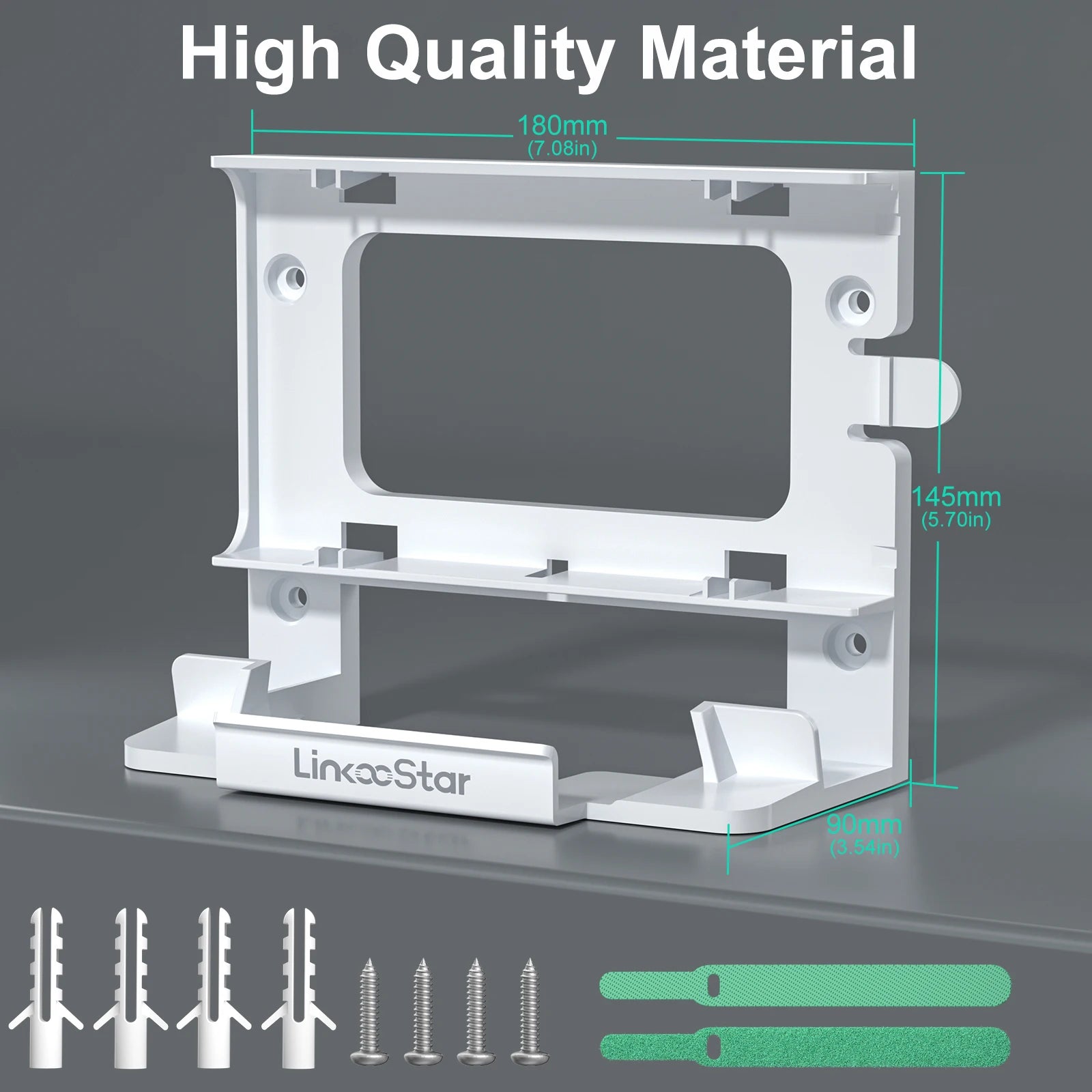 White ABS wall mount bracket for Starlink Gen 3 router power supply, space-saving satellite internet kit, and router rack tools.