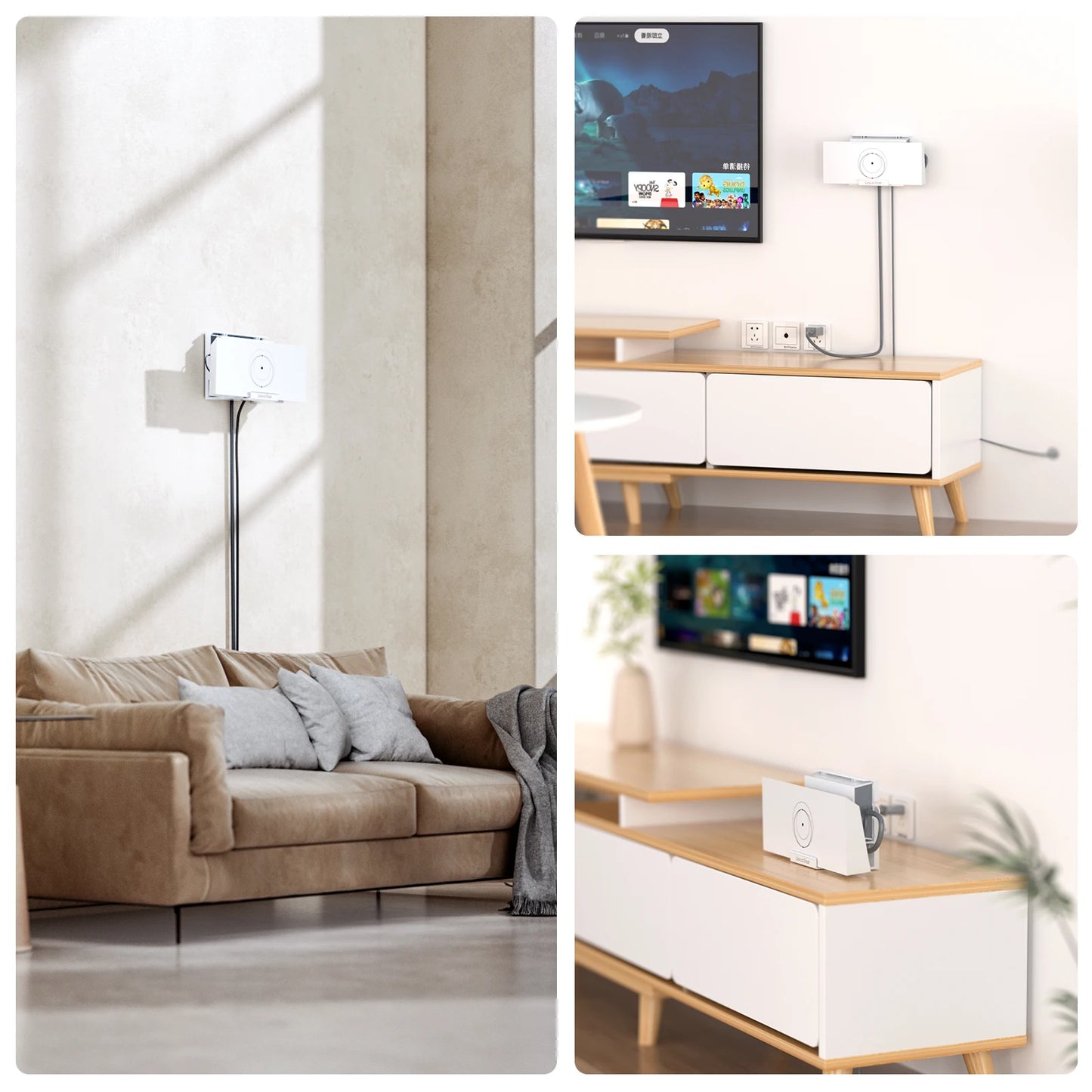White ABS wall mount bracket for Starlink Gen 3 router power supply, space-saving satellite internet kit router rack holder.