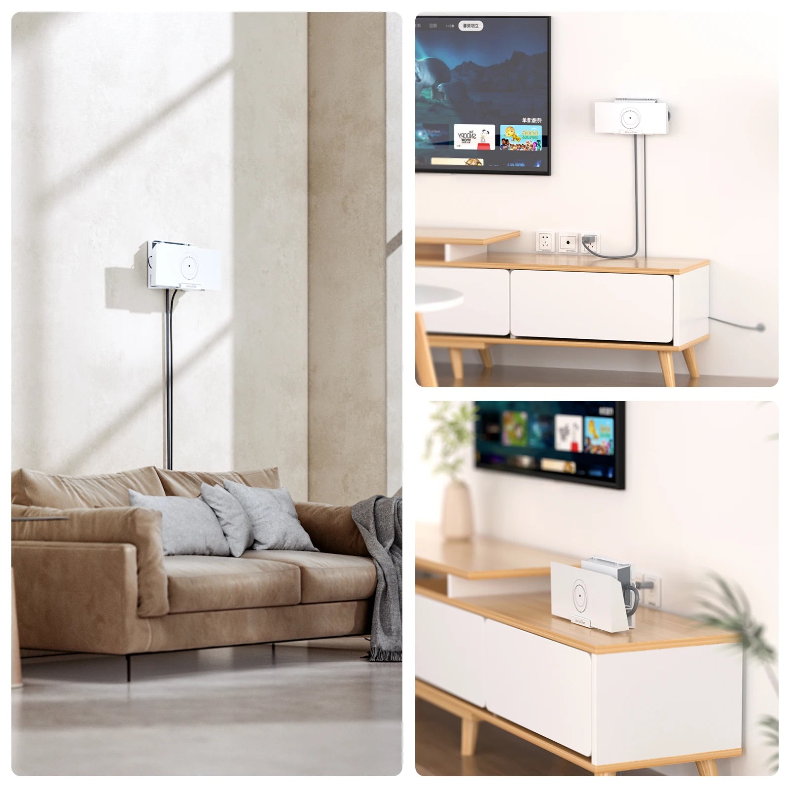 White ABS wall mount bracket for Starlink Gen 3 router power supply, space-saving satellite internet kit router rack holder.
