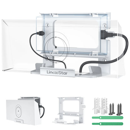 White Starlink Gen 3 router mount and power supply bracket, space-saving wall mount for satellite internet kit, ABS rack tools.