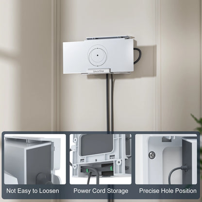 White ABS wall mount bracket for Starlink Gen 3 router and power supply, space-saving satellite internet kit holder, Router Rack Tools.