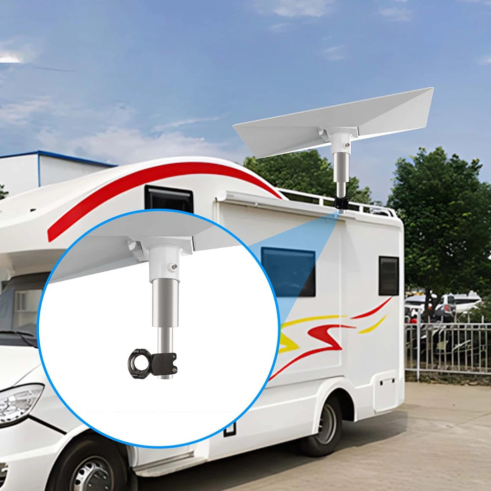 White StarLink Gen 3 RV ladder mount roof rack bracket and satellite roof adapter for easy Starlink installation on RVs.