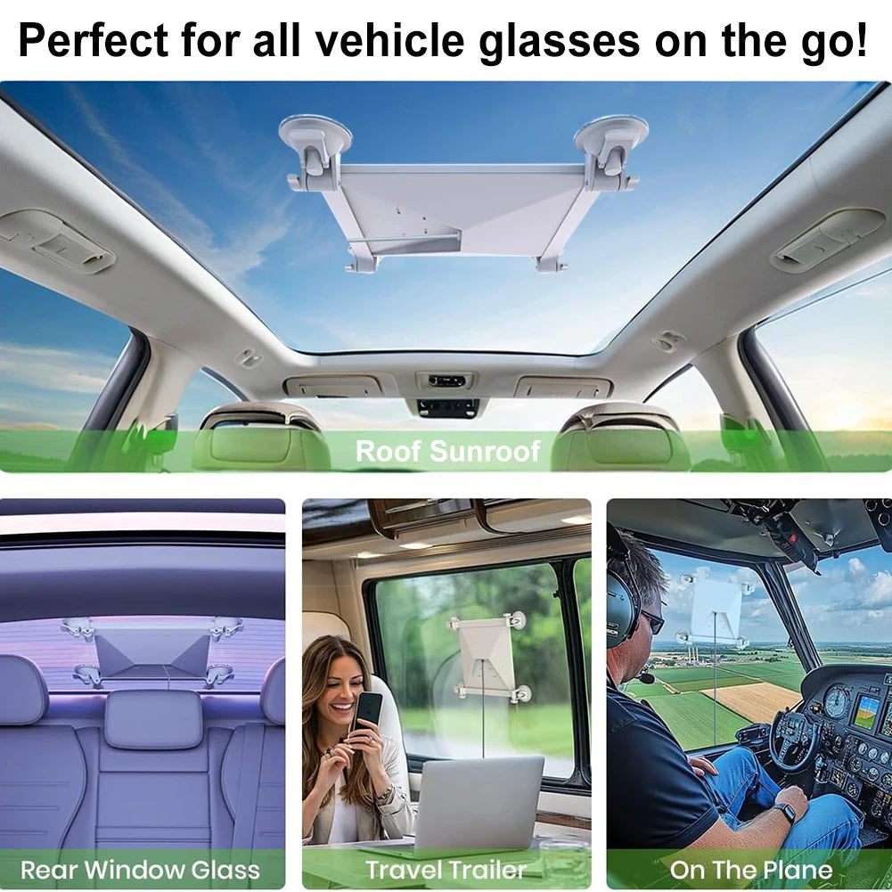 White Starlink Mini Sunroof suction cup car mount with flexible adjustment for satellite device on car window or roof.