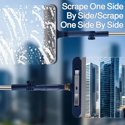 BackupMyFilesNow® glass cleaning brush with squeegee and small brush, telescopic double-sided tool for wall and floor cleaning.
