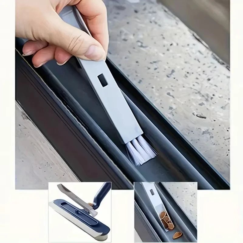 BackupMyFilesNow® glass cleaning brush with squeegee and small brush, telescopic double-sided tool for wall and floor cleaning.