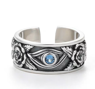 Silver men's stylish Ruan single ring with a sleek design, showcasing a modern and handsome accessory for men.