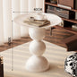 Modern white Hall coffee table with a simple design, movable side desk for living room or bedroom, Nordic style furniture.