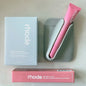 Fashion brand cosmetics lip gloss in six colors, displayed on a portable magnetic mounting bracket with patterned ribbon design.