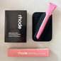 Portable magnetic lip gloss holder by Fashion Brand with six patterned lipstick ribbons in raspberry jelly and espresso colors.