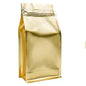50-pack of smell-proof aluminium foil coffee bean and powder ziplock bags with valve, available in 125g to 1kg sizes, made of white kraft paper.