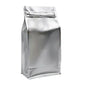 50-pack of smell-proof aluminum foil coffee bean and powder ziplock bags with valves in various sizes, white kraft paper design.