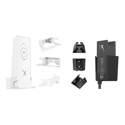 White and black GTOMNI StarLink Ethernet Adapter and Router Mount brackets for Starlink Internet Kit and Mesh Router V2.
