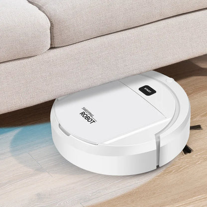 White BackupMyFilesNow.com automatic robot vacuum cleaner with smart sweeping, dry and wet cleaning for home use.