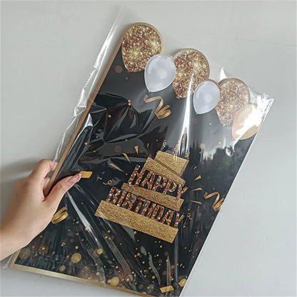 Black and gold giant birthday guestbook message card for celebrating birthdays, featuring elegant design and space for guest messages.