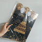 Black and gold giant birthday guestbook message card for celebrating birthdays, featuring elegant design and space for guest messages.
