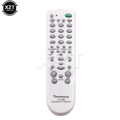 White smart remote control for TV, universal multi-functional TV-139FTV model, portable and easy to use replacement controller.