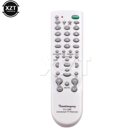 White smart remote control for TV, universal multi-functional TV-139FTV model, portable and easy to use replacement controller.