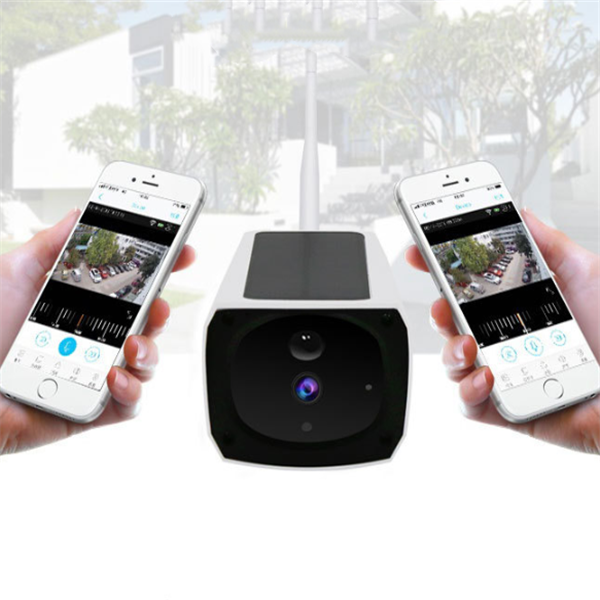Wireless solar-powered low-power security camera from BackupMyFilesNow.com, white exterior with weather-resistant design.